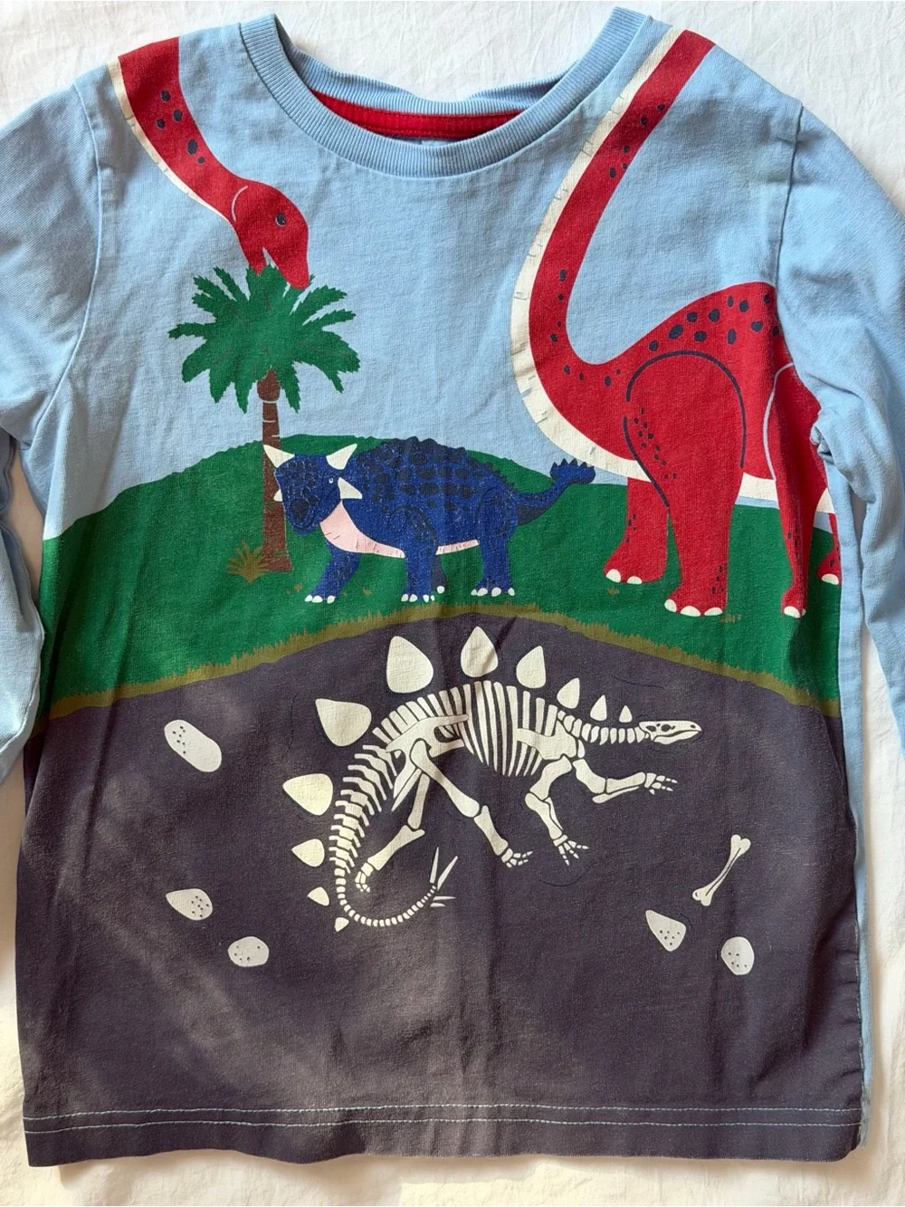 Mini Boden 5-6Y Dinosaur Fossil Graphic Long Sleeve Shirt Blue